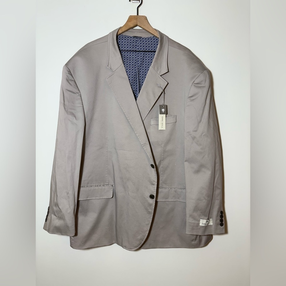 Oak Hill Blazer Men's 4XL 58/60r casual two button Sport Coat Solid Tan Cotton